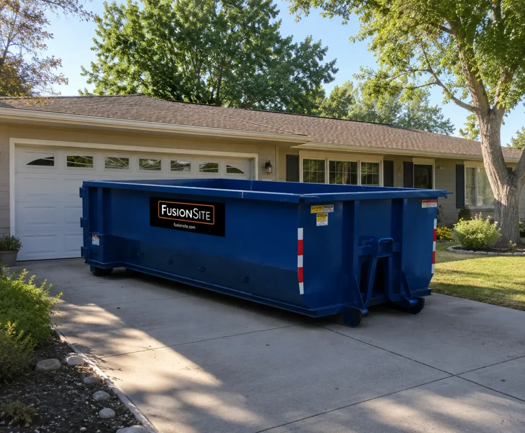 Residential roll-off dumpster rental in a Naples, FL driveway