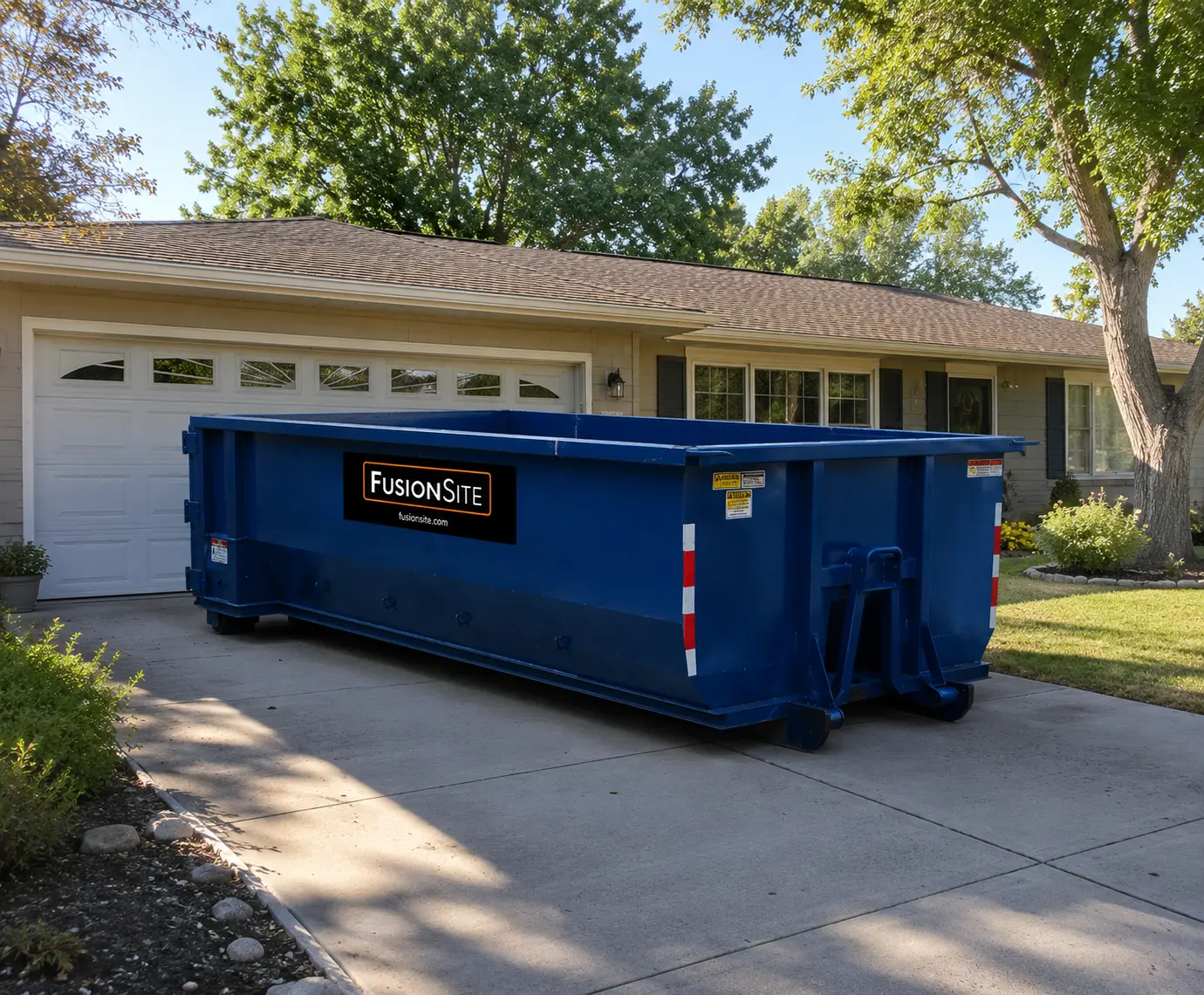 Residential roll-off dumpster rental in a Naples, FL driveway